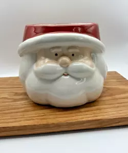 Santa Claus Head Glazed Ceramic Vase Planter  Utensils Jar Christmas 5” x 5” - Picture 1 of 1