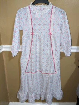 Camisón largo vintage para niña años 80 encaje volantes cottagecore talla 14 EE. UU.  Foto 1 de 4