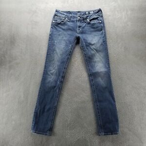Miss Me Jeans Womens 28* Blue Skinny Thick Stitch Flap Pocket Stretch Dark Denim