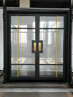 Puerta Doble Hierro 70” x 80” Vidrio Acanalado, Inswing Derecha Foto 1 de 2