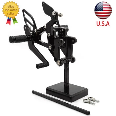 For Yamaha YZF R6 2003 2004 2005 CNC Rearset Footpeg Foot Pegs Pedals GP Black Foto 1 de 4