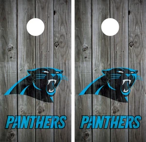 Carolina Panthers Distressed Holz (grau) Cornhole Board Wraps Abziehbilder Grafik - Bild 1 von 3