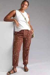 Anthropologie Pilcro 20W The Wanderer Painted Utility Trousers Brown 20 W NWT - Picture 1 of 8