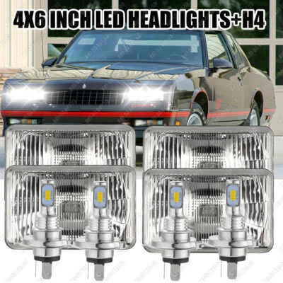 4件装4x6英寸LED车头灯高低光束适用于1980-1988年雪佛兰蒙特卡罗SS — 第 1/4 张图片