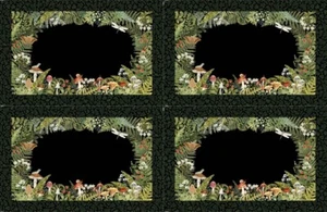 Northcott Wild Harvest Fliegenpilz Farn Waldschnecke Tischset 100 % Baumwolle Panel - Bild 1 von 4