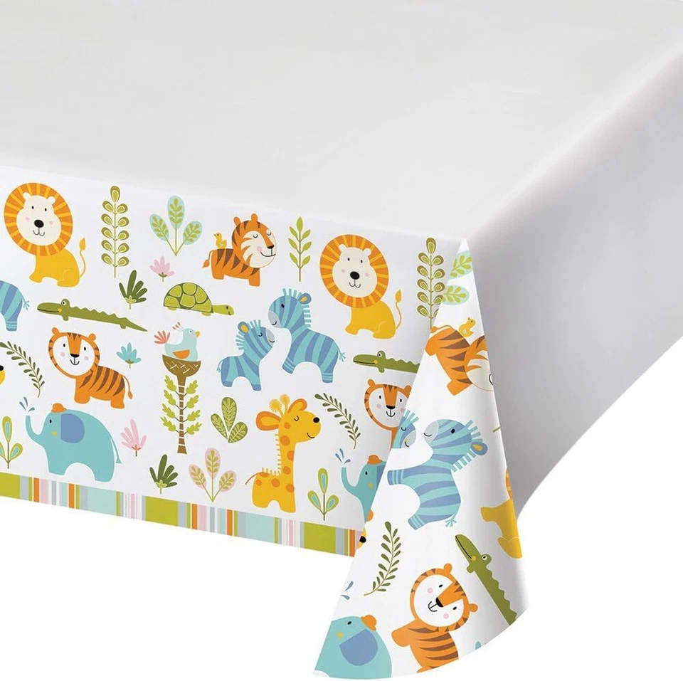 Happi Jungle Safari Animals Cute Baby Shower Party Decoration Plastic Tablecover - Image 1 of 1