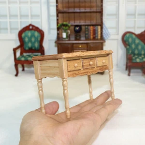 1:12 Dollhouse Furniture Wood Drawer Desk Set Writing Vanity Dressing Table Deco - Picture 1 of 6
