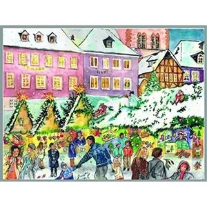 People at a Christmas Market German Advent Calendar Made in Germany Countdown - Picture 1 of 2