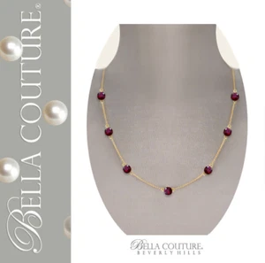 SALE NEW 24" VICTORIAN 18K YELLOW GOLD GARNET ANTIQUE ROSE CUT PENDANT NECKLACE - Picture 1 of 24