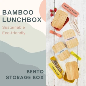 Bamboo Lunch Box | Eco-Friendly Sustainable Bento Japanese Style Food Storage - Picture 1 of 24