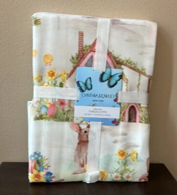 Cynthia Rowley Spring Easter Tablecloth 60”x84” New Floral Butterfly - Image 1 of 3