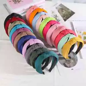 Fascia Donna Annodata Cerchio Retro Trucco Capo Colore Solido Accessori Semplici - Foto 1 di 18