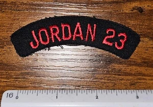 Michael Jordan #23 Vintage NBA Basketball Chicago Bulls Sew On Blk Rocker Patch - Picture 1 of 1