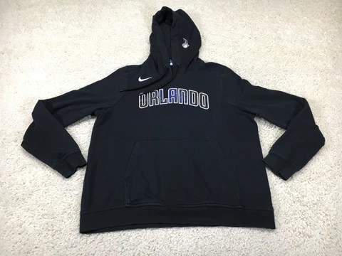 Orlando Magic Sweater Womens Large Black Nike NBA Hoodie Swoosh Basketball Logo Cover