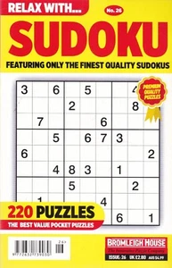SUDOKU BOOK MAG RELAX WITH PUZZLES ISSUE 26 - 220 PUZZLES TO SOLVE - BRAND NEW - Picture 1 of 4