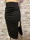 Side Split Ruch Feature Bodycon Figure Hugging Knee Skirt Size 10-18