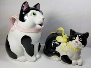 RARA jarra para gatos Fitz & Floyd 1983 cinta vintage y plato cubierto con original Etiquetas - Imagen 1 de 12