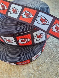 Kansas Chiefs Football 1" grosgrain ribbon the listing is for a 50 yards ROLL - Picture 1 of 1