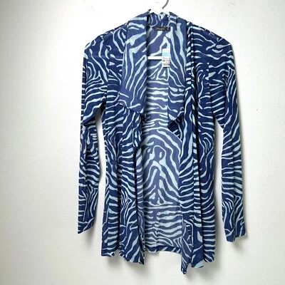 Cárdigan J McLaughlin Breakaway Talla XS Manga Larga Tejido Malla Azul Ondas Nuevo con Etiquetas Foto 1 de 4