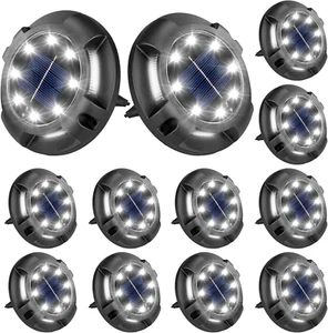 12 Pack Solar Disk Lights - 12 Leds, Waterproof In-Ground Lights for Pathway, La - Picture 1 of 12