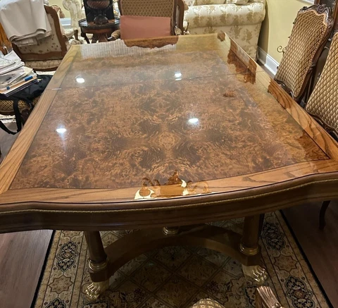 HUGE 84"x48"  Vintage  Dining Table Original Finish BEAR CLAW LEGS Cover