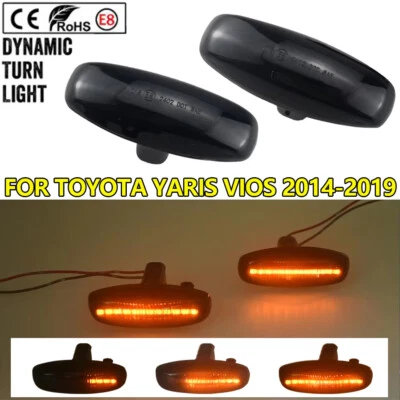2PCS Dynamic LED Side Marker Turn Signal Lights For Toyota Yaris Vios 2014-2019 - Image 1 of 4