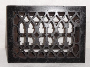 Ancienne grille de sol en fonte ~ registre de chauffage mural ~ rectangle ~ fonctionne - Photo 1/10