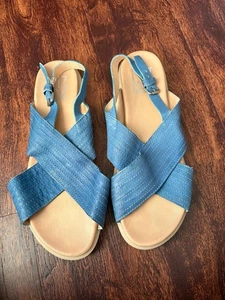 Miz Mooz Kind Womens 11.5 Sandals Denim BlBlue Leather Open Toe Slingback EUR 42 - Picture 1 of 4
