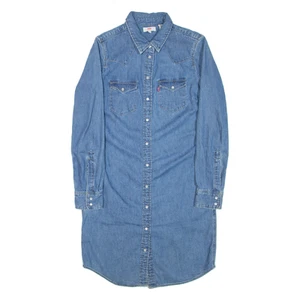 LEVI'S Womens Shirt Dress Blue Denim Long Sleeve Knee Length XS - Picture 1 of 6