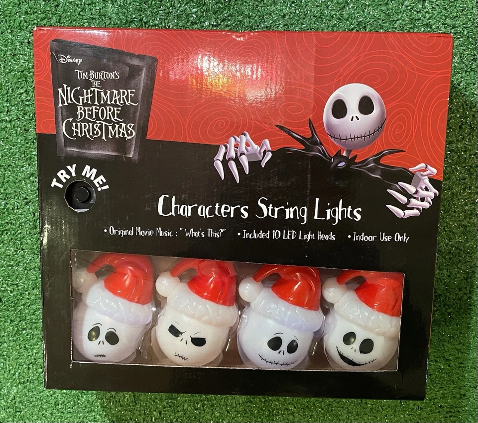 The Nightmare Before Christmas String Lights Santa Jack Skellington LED New - Image 1 of 4