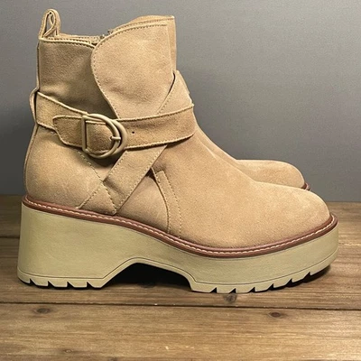 Botines impermeables Giovani Blondo para mujer talla 10 arena gamuza plataforma cremallera Foto 1 de 4