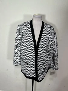Kasper Women’s White Black Color Long Sleeve Jacket Size 22W - Picture 1 of 10