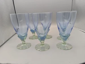 Bormioli Rocco Bahia Water Goblet Blue Green Stem Glass 6in. Italy Discontinued - Picture 1 of 4