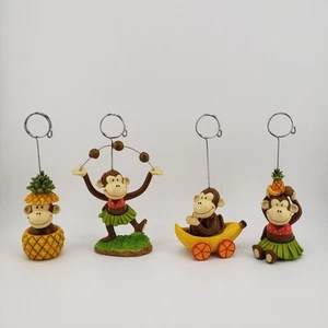 Juego de 4 Portatarjetas Monos Lugar Fotos Notas Frutas Tropicales Malabares Luau - Imagen 1 de 8