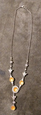 雅芳 2007 Pretty Pastel Y 滴项链橙色透明水钻仙女核心奇思妙想 — 第 1/4 张图片