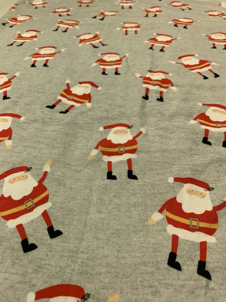 Santa Claus Interlock Pop Jersey Knit Gray Fabric 70”x60” FREE SHIPPING - Image 1 of 4