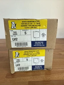 LV2 DOUBLE GANG 2 BOXES OF 5 DEVICE MOUNTING PLATE FOR WALLS 1/4" - 1" THICK - Picture 1 of 3