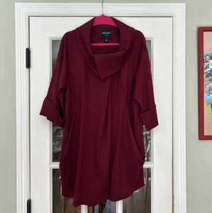 NWT Insight New York Pointe Cowl Coat Wine Geometric Mid-Length 18 Orig. $268 - Picture 1 of 10