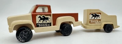 ВИНТАЖНЫЙ 1979 TONKA МЕТАЛЛИЧЕСКИЙ/ПЛАСТИКОВЫЙ ПИКАП С ПРИЦЕПОМ ДЛЯ ЛОШАДИ коричневый желтовато-коричневый - Изображение 1 из 4
