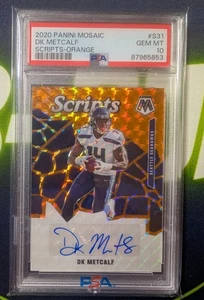 2020 Panini Mosaic Football DK METCALF Scripts Orange Auto PSA 10 - Picture 1 of 5