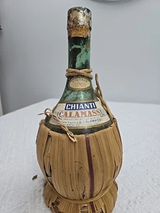 CHIANTI CALAMASSI ITALIEN 1964 leere Weinflasche Vintage Raffia verpackt Menge - Bild 1 von 8