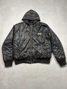 Dolce & Gabbana 2000s Black Nylon Check Puffer Jacket Italy Vintage D&G Logo L - Picture 1 of 23