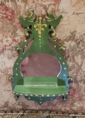 Miniature Dollhouse Furniture   Ornate Bird Motif Hall mirror with shelf - Image 1 of 4