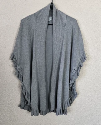 Joseph A Womens Gray Open Front Shawl With Fringe Plus Size 1X New #1X214 - Image 1 of 4