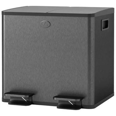 Doppelmülleimer, Pedalöffnung, leicht zu reinigen, Edelstahl, Kunststoff - Bild 1 von 4