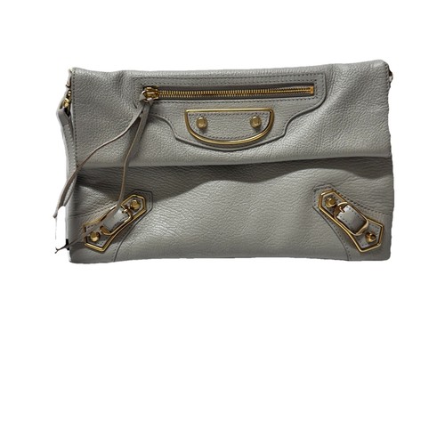 BALENCIAGA Chevre G Metallic Edge Hardware Busta Pochette con Cinturino Xbody