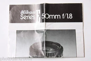 Nikon E Series 50mm 1:1.8 Instruction Manual Sheet - English - USED B26 - Picture 1 of 1