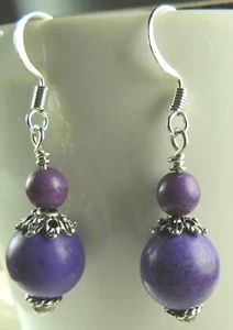 Pendientes Howlita Púrpura Joyería Hecha a Mano - Imagen 1 de 1