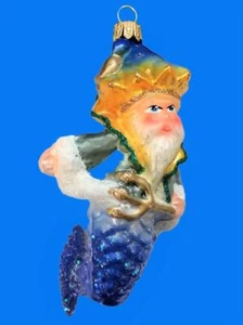 KING NEPTUNE ROMAN GOD OF SEA EUROPEAN BLOWN GLASS CHRISTMAS TREE ORNAMENT - Picture 1 of 1