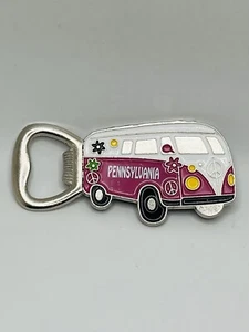 Pennsylvania Hippy Van Souvenir Bottle Opener Magnet Pink Flower Power 3.5” NWT - Picture 1 of 4